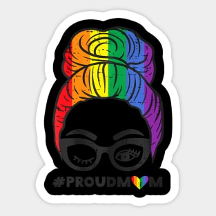 Proud Mom Messy Hair Bun LGBTQ Flag Gay Pride Ally Sticker